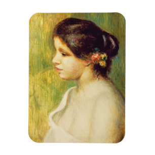 Pierre eine Renoir   junge Frau mit Blumen am Ohr Magnet