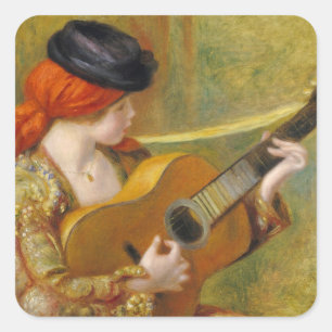 Pierre eine Renoir   junge spanische Frau mit Quadratischer Aufkleber