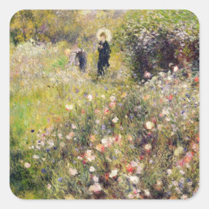 Pierre eine Renoir   Sommer-Landschaft Quadratischer Aufkleber