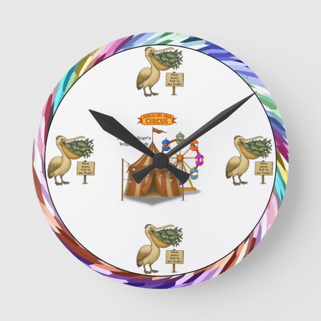 Pierre pelican's brilliant beak runde wanduhr (Vorderseite)