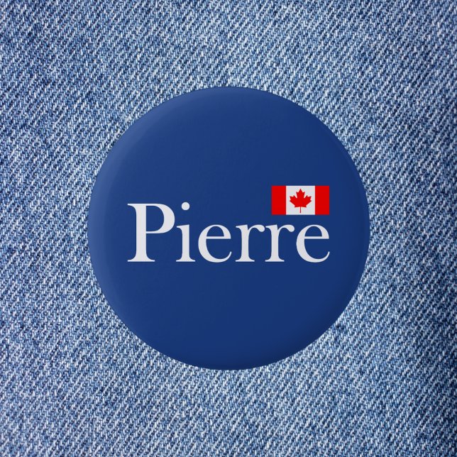 Pierre Poilievre mit Offizieller kanadischer Flagg Button (Von Creator hochgeladen)
