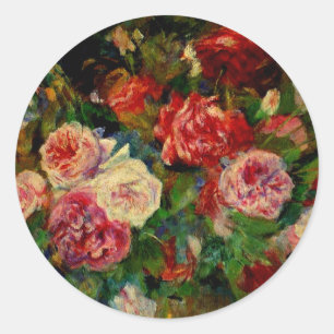 Pierre Renoir Gemälde, Rose, berühmte Kunstwerke Runder Aufkleber