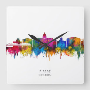 Pierre South Dakota Skyline Quadratische Wanduhr