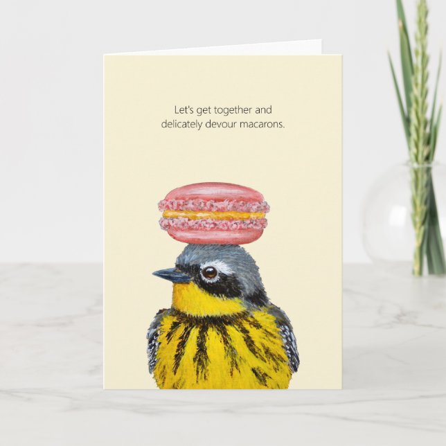 Pierre the warbler with macaron card karte (Vorderseite)