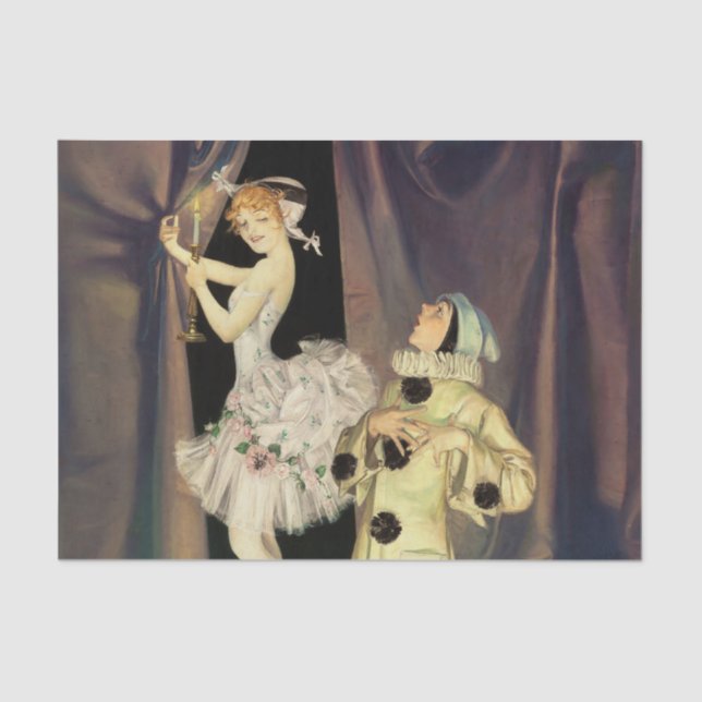 “Pierrot and Columbine” by FX Leyendecker Seidenpapier (Vorderseite)