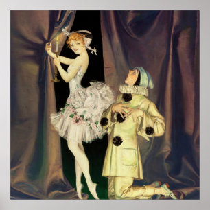 "Pierrot and Columbine" von FX Leyendecker Poster