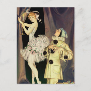 "Pierrot and Columbine" von FX Leyendecker Postkarte