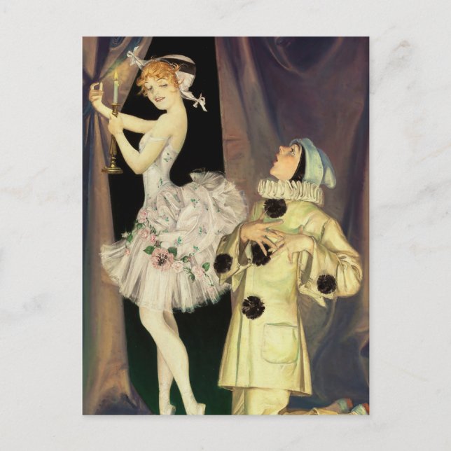 "Pierrot and Columbine" von FX Leyendecker Postkarte (Vorderseite)