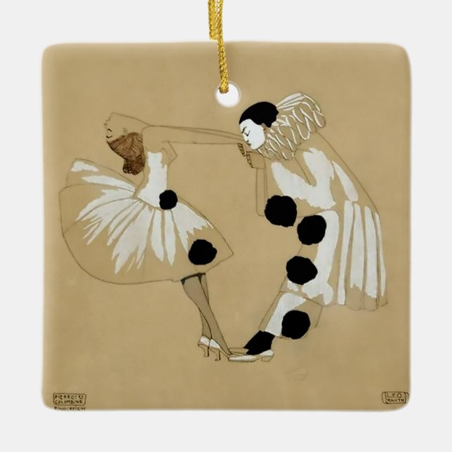 "Pierrot and Columbine" von Leo Rauth Keramikornament (Vorderseite)