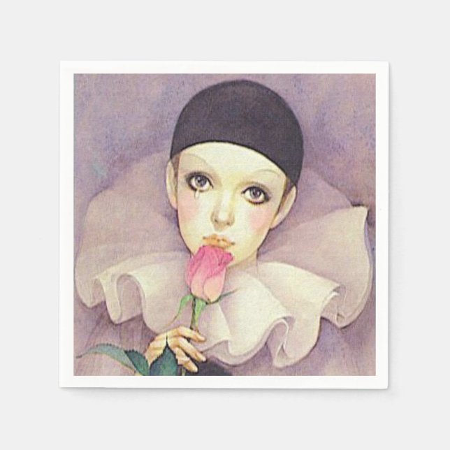 Pierrot Cocktail Napkin aus den 80er Jahren Serviette (Vorderseite)