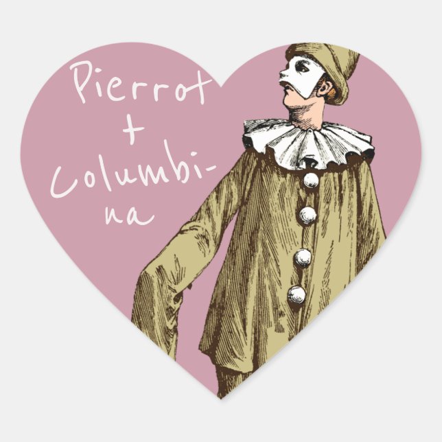 Pierrot + Columbina Liebe Paare CC1078 Valentine Herz-Aufkleber (Vorderseite)