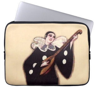 Pierrot in Black Playing Lute von Sophia Chiostri Laptopschutzhülle