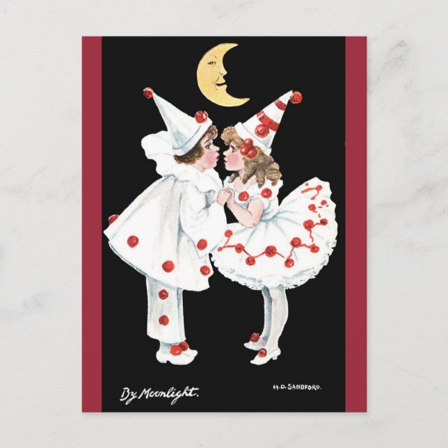 Pierrot Kids Children Clown Couple Postkarte (Vorderseite)
