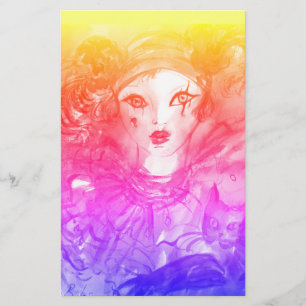 PIERROT MIT CAT / Mardi Gras Masquerade Party Briefpapier