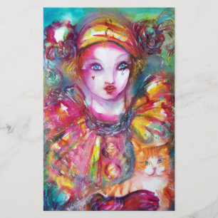 PIERROT MIT CAT / Mardi Gras Masquerade Party Briefpapier