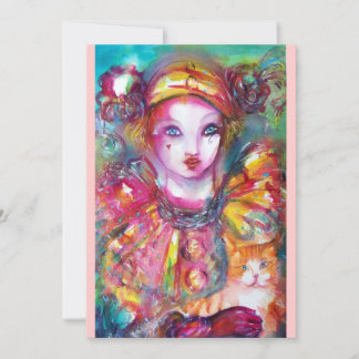 PIERROT MIT CAT / Mardi Gras Masquerade Party Einladung