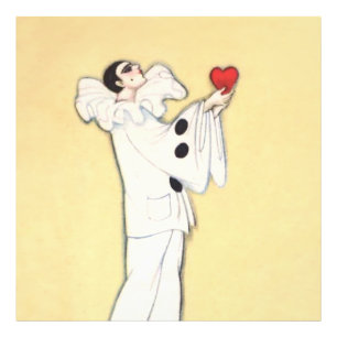 Pierrot mit rotem Herzen von Sophia Chiostri Fotodruck