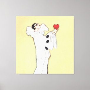 Pierrot mit rotem Herzen von Sophia Chiostri Leinwanddruck