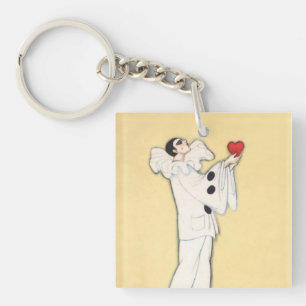 Pierrot mit rotem Herzen von Sophia Chiostri Schlüsselanhänger