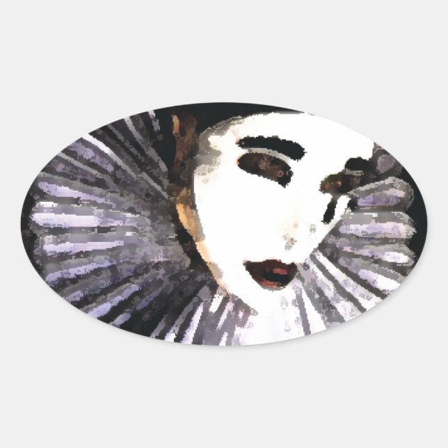 Pierrot Ovaler Aufkleber (Vorderseite)