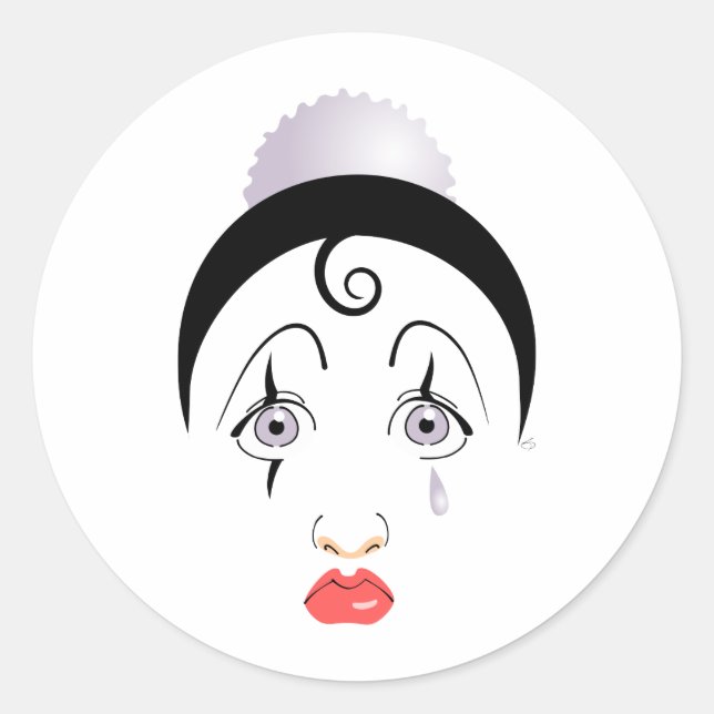 Pierrot Runder Aufkleber (Vorderseite)