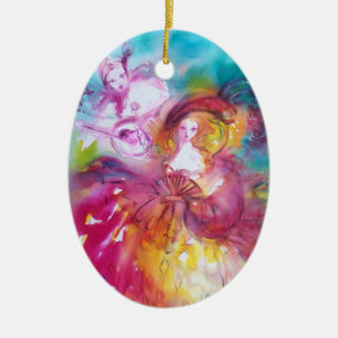 PIERROT UND ARLECCHINA/MASKIEREN AN DRITTER STELLE KERAMIK ORNAMENT