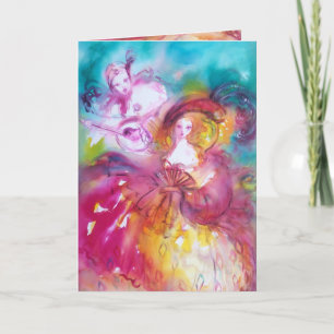 PIERROT UND ARLECCHINA Romantischer Geburtstag Karte