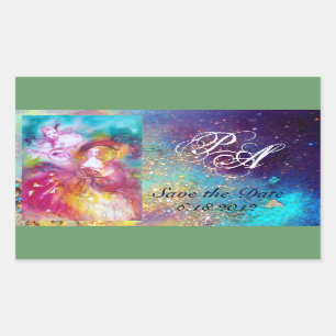 PIERROT UND ARLECCHINA Venezianischer Karneval, Mo Rechteckiger Aufkleber