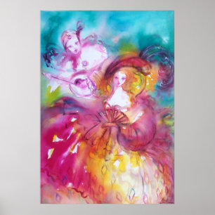 PIERROT UND ARLECCHINA Venezianischer Karneval, Poster