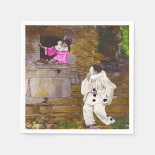Pierrot und Columbine-Cocktail-Serviette Serviette