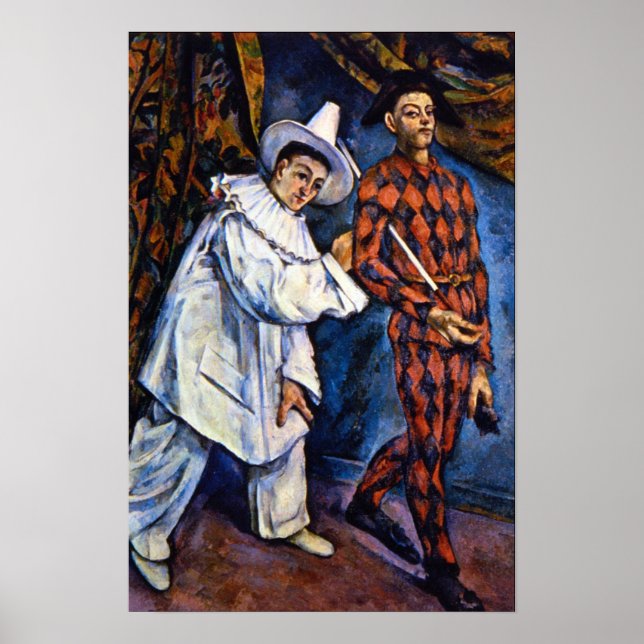 Pierrot und Harlequin, Mardi Gras von Paul Cezanne Poster (Vorne)