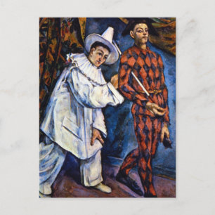 Pierrot und Harlequin, Mardi Gras von Paul Cezanne Postkarte