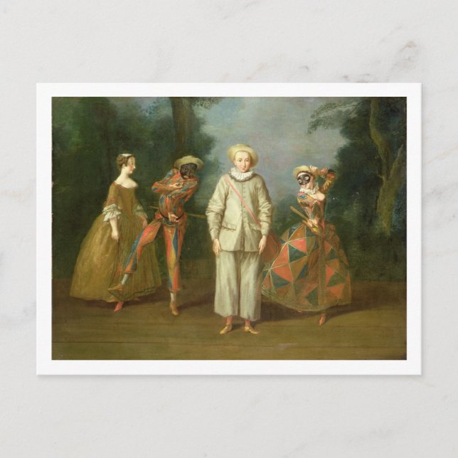 Pierrot und Harlequin Postkarte (Vorderseite)