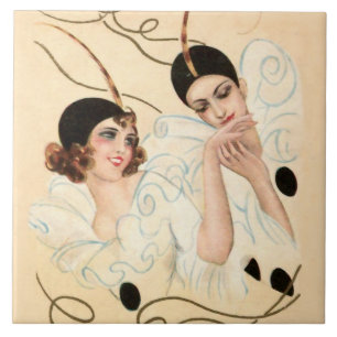 Pierrot und Pierrette Händekuß von Sophia Chiostri Fliese