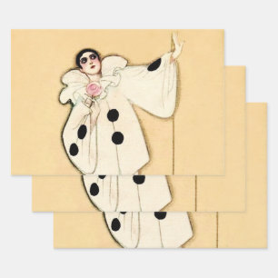 Pierrot with Pink Rose by Sophia Chiostri Geschenkpapier Set