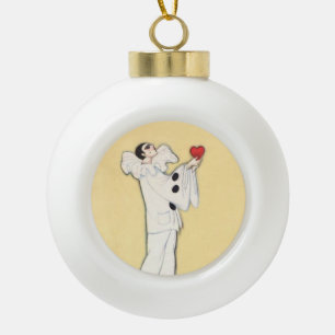 Pierrot with Red Heart von Sophia Chiostri Keramik Kugel-Ornament