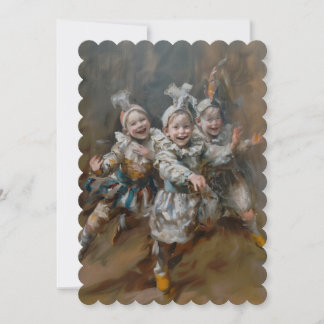 Pierrots - flache Einladungsgröße: 12,7 cm x 17,8  Einladung