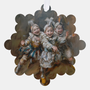 Pierrots - Papierkartendekorationsgeschirr Ornament Karte