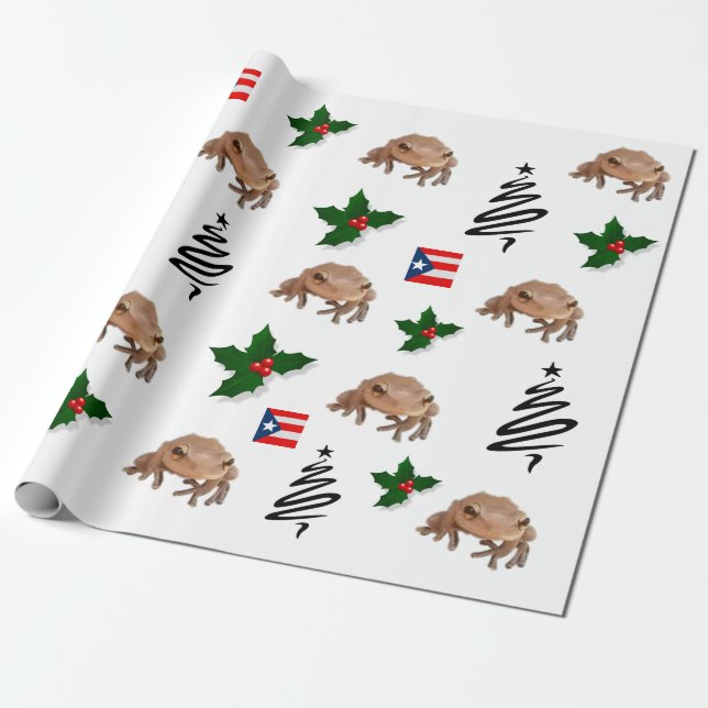 PIERTO RICO FLAG UND COQUI GESCHENKPAPIER (Ungerollt)