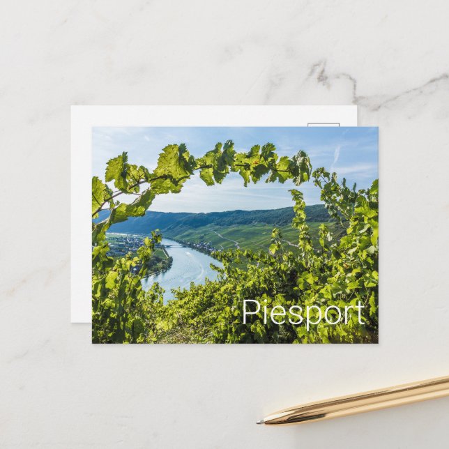Piesport Moselle Vintage Weintrauben Feiertagspostkarte (Vorderseite/Rückseite Beispiel)