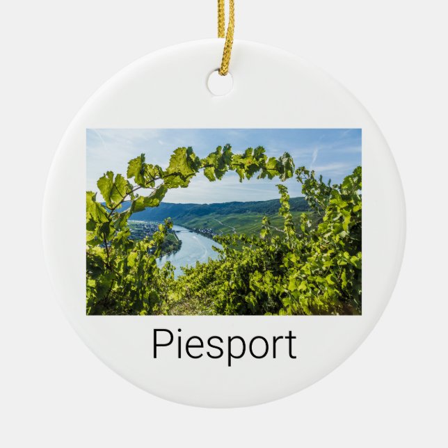 Piesport Moselle Vintage Weintrauben Keramik Ornament (Vorne)