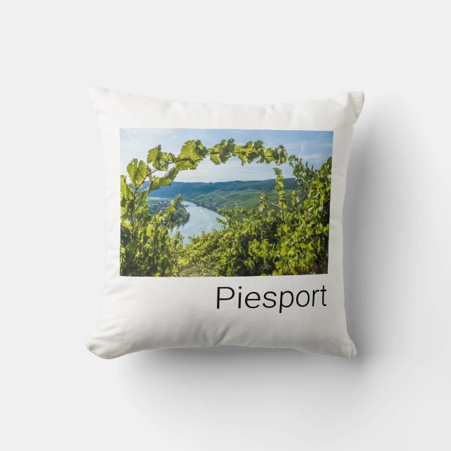 Piesport Moselle Vintage Weintrauben Kissen (Vorderseite)