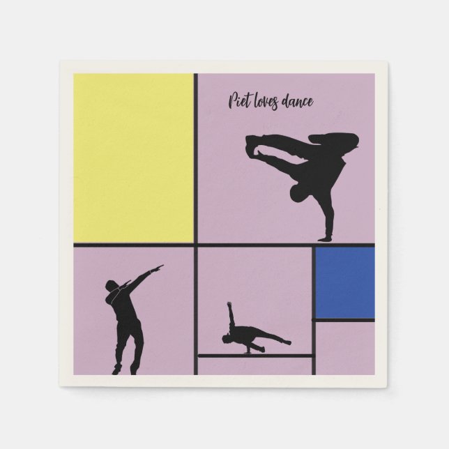 Piet Lieben Dance Mondrian Street Hiphop Style Serviette (Vorderseite)