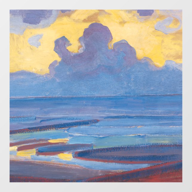 Piet Mondrian Am Meer Berühmtes Gemälde Fensteraufkleber (Blatt)