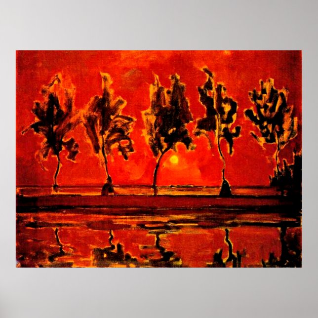 Piet Mondrian art, Bäume durch die Geine am Monume Poster (Vorne)