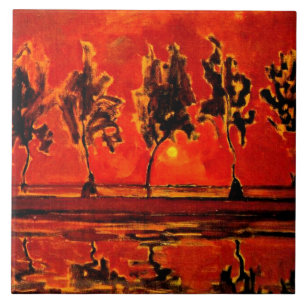 Piet Mondrian art, Bäume von der Geine am Monaufga Fliese