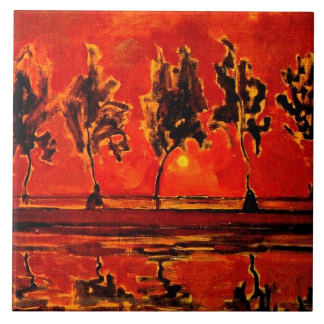 Piet Mondrian art, Bäume von der Geine am Monaufga Fliese (Vorderseite)