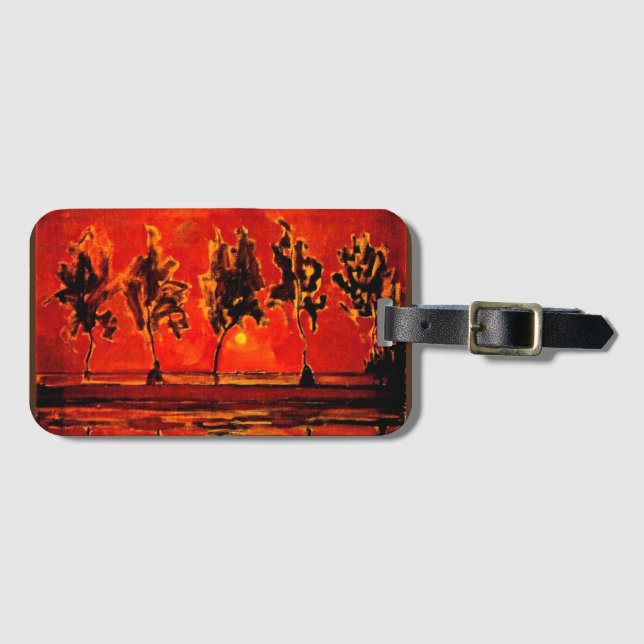 Piet Mondrian art, Bäume von der Geine am Monaufga Gepäckanhänger (Vorderseite (Horizontal))