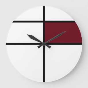 Piet Mondrian-Artentwurf: Kastanienbraun Große Wanduhr