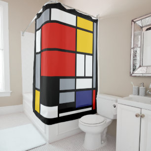 Piet Mondrian, Breites with Red Plane Duschvorhang
